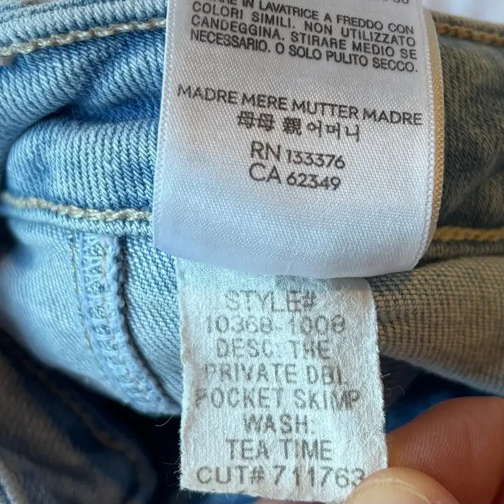 Mother Private Double Pocket Skimp Cargo Jeans Light Wash Stretch Womens Size 28